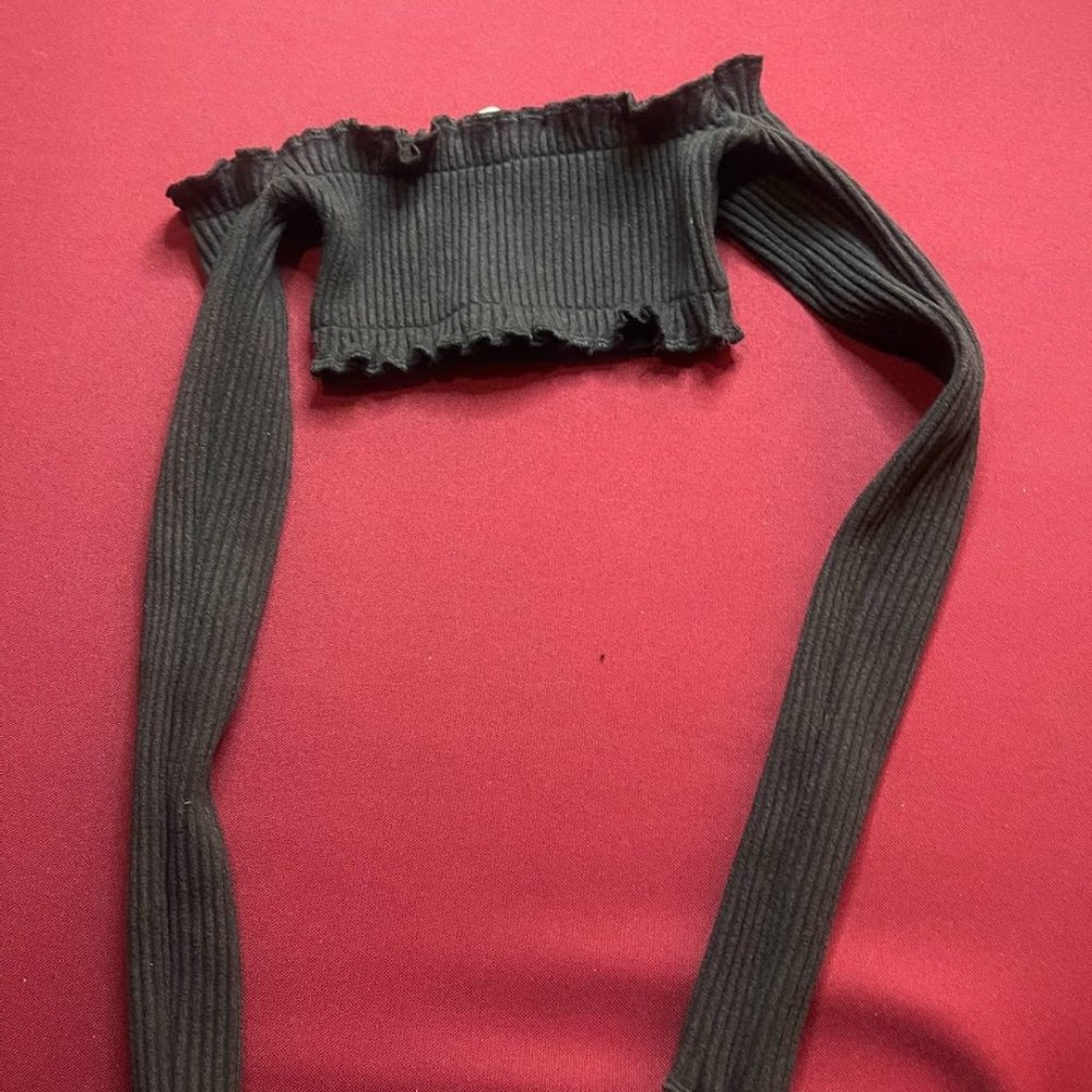 RARE Are You Am I Black Long Sleeve Bandeau Top